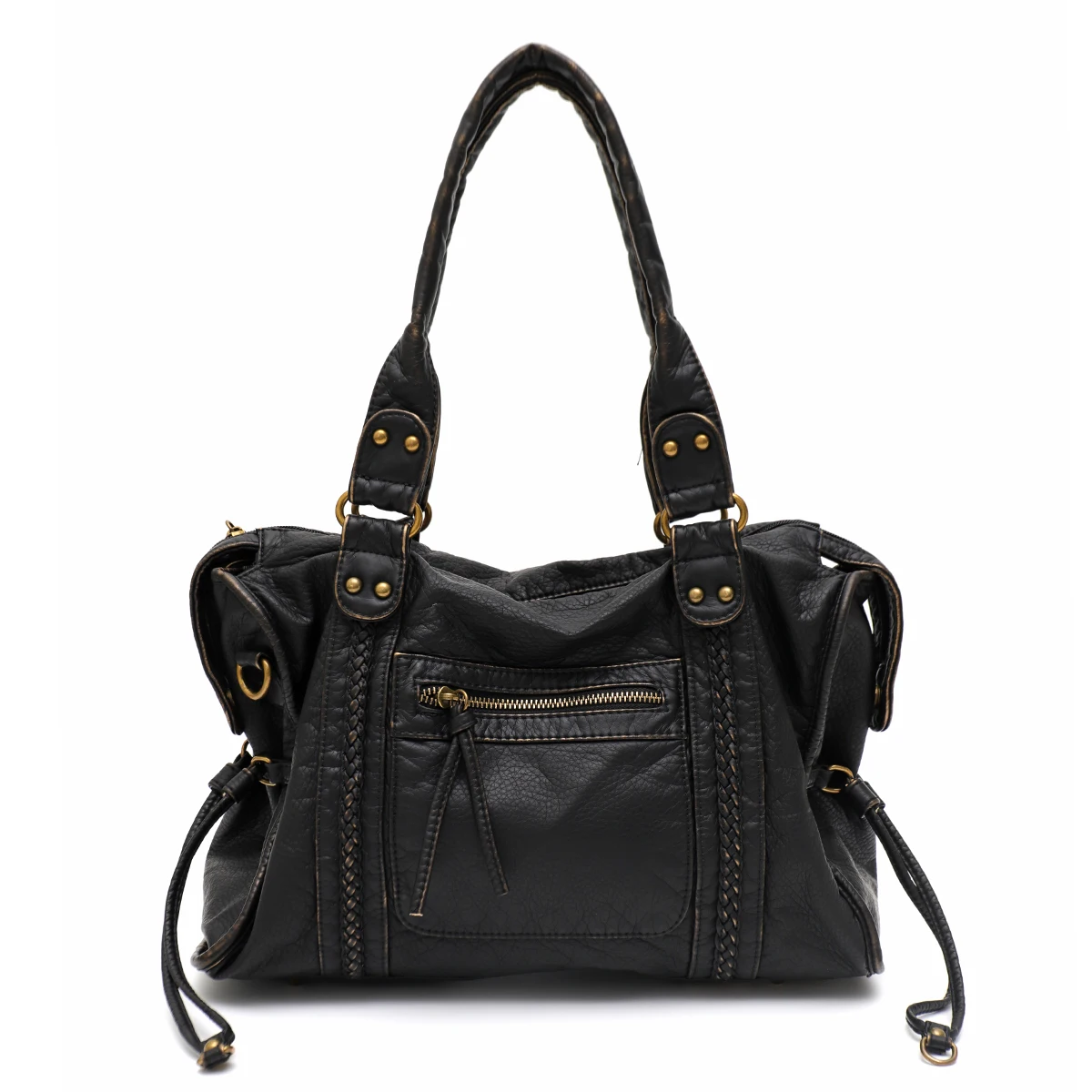 CEZIRA Vintage Washed PU Leather Shoulder Bag Unisex 7