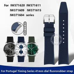 Steel head fluororubber watch strap For IWC watch IW371620 IW371611 IW371615 Panda Portugal Timing series 20mm rubber watchband