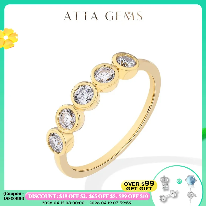 

ATTAGEMS Moissanite Ring DVVS1 Diamond Round Cut 0.5CT for Women Solid 18K 14K 10K Gold Engagement Wedding Band Fine Jewely Gift