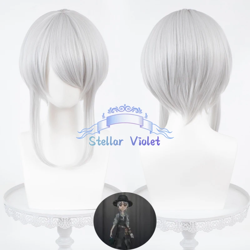 بستاني إيما وودز شعر مستعار تأثيري مقاومة للحرارة لعبة الهوية الخامس بستاني تأثيري بيروكات صناعية 70 سنتيمتر شعر مستعار بني/فضي أبيض الطرف