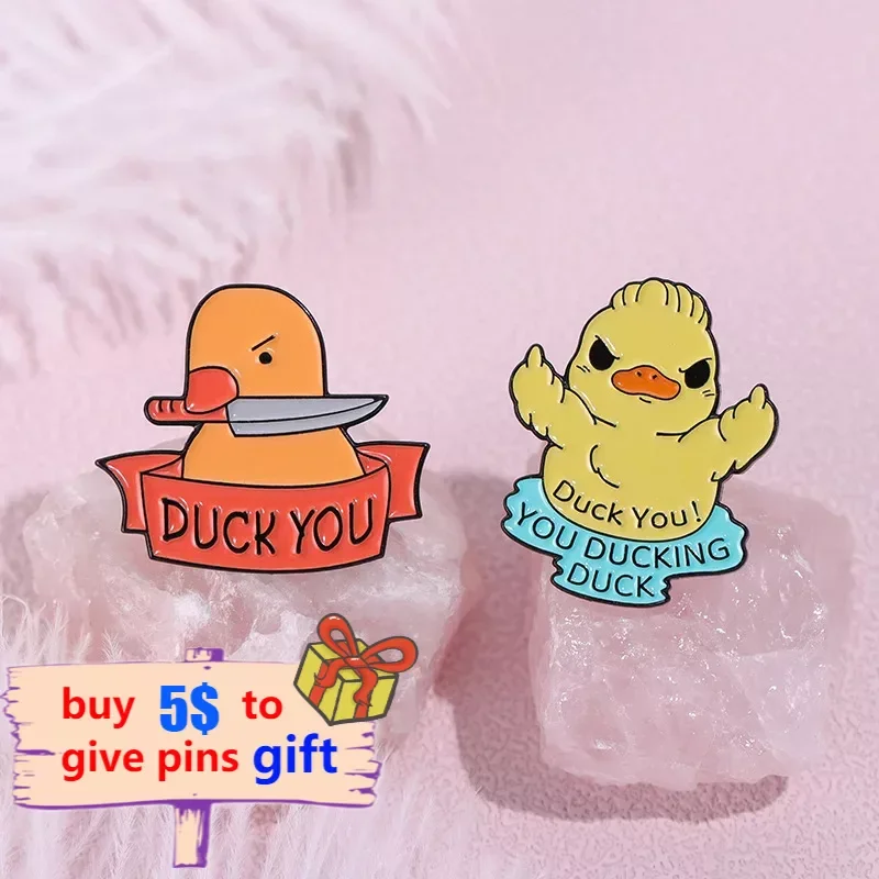 Cute Yellow Duck Enamel Pins Cartoon Goose Chick Brooch Lapel Badge Clothes Backpack Animal Jewelry Accessories Gift for Friends