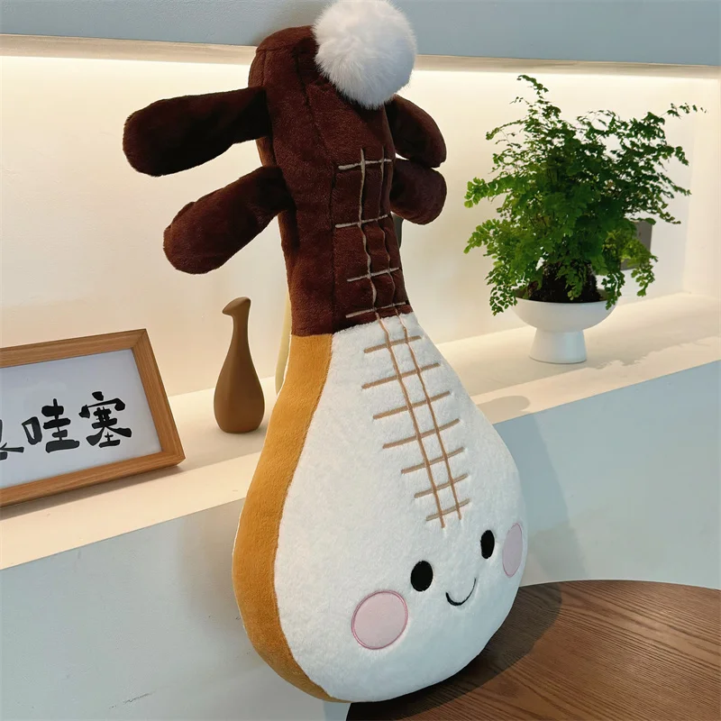 Travesseiro de pelúcia pipa de desenho animado, cama macia, sofá, clássico, instrumentos musicais chineses, boneca fofa, decoração de casa, presente para amantes de música