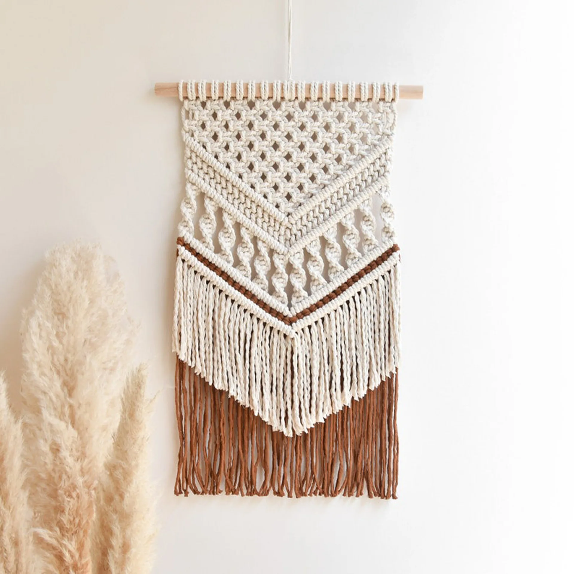 40x70cm Ins Handmade Rhombic Tassel Tapestry - Nordic Home Wall Decor - Electrical Panel Concealer