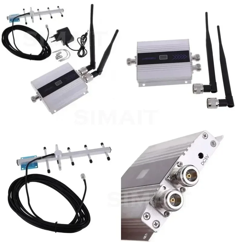 900/2100MHz Dual Band Cell Phone Signal Amplifier, GSM/WCDMA Repeater Kit with Outdoor Yagi Antenna for Weak Signal