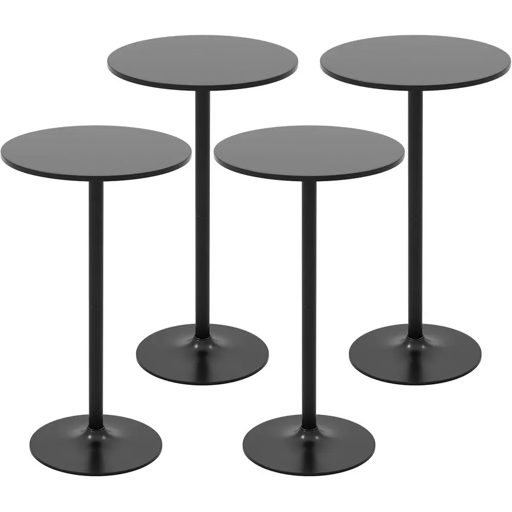 

Adjustable Height 4-Seat Bistro Table Set, Bar Height Cocktail Table, Metal Base, Suitable for Home Bar, Dining Room, Restaurant