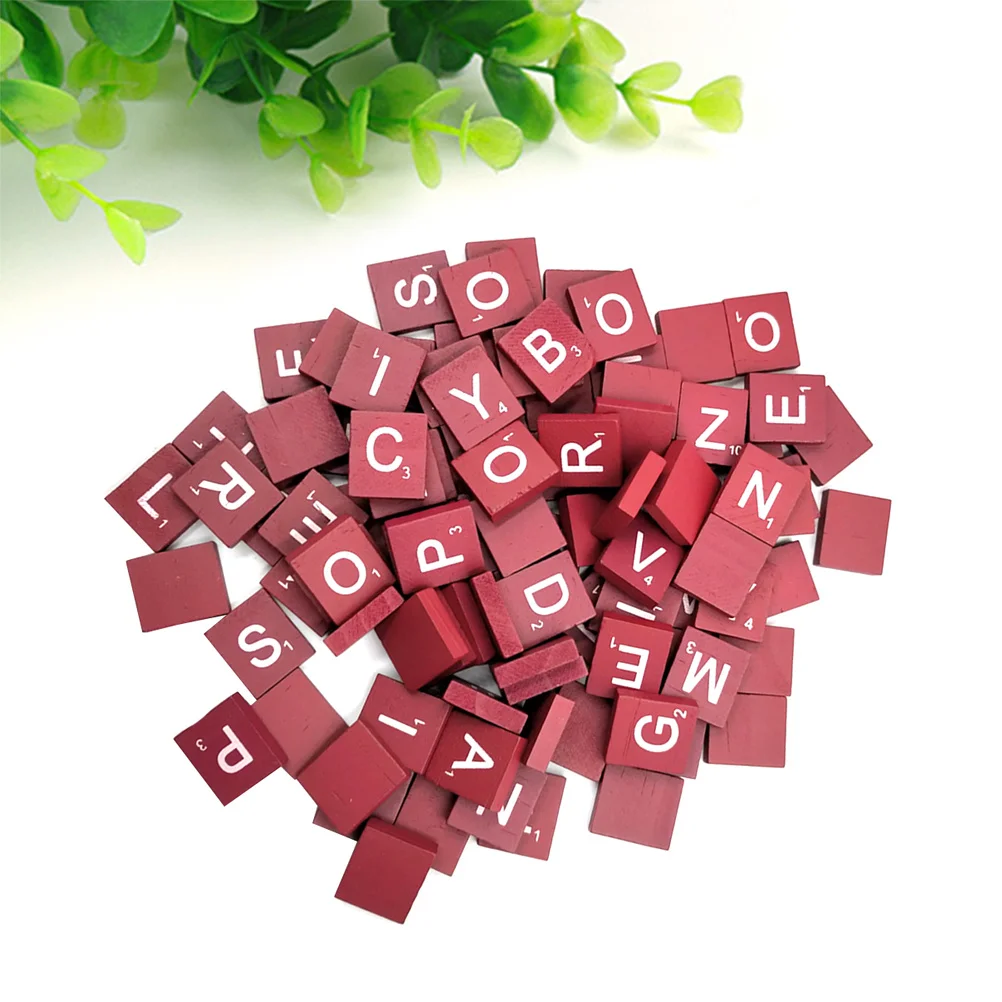 100pcs 26 Letters Alphabet Puzzle Wooden Blocks Natural Wood Chips Diy Crafts Kids Learning Baby Wood Cubes Decor Game Jigsaw