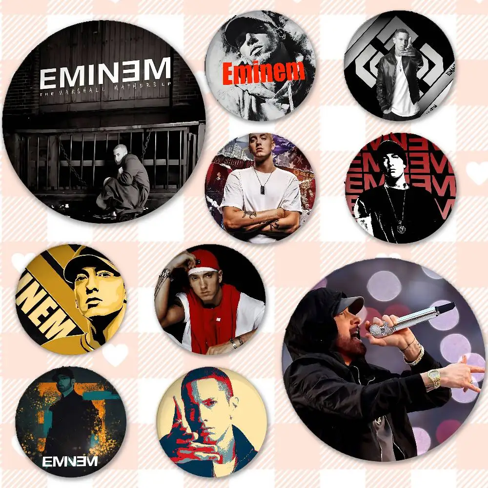 Singer E-Eminems Badges Peripheral Lapel Pins Tinplate Round Brooch For Shoulder Bag Accessories Souvenir Gifts