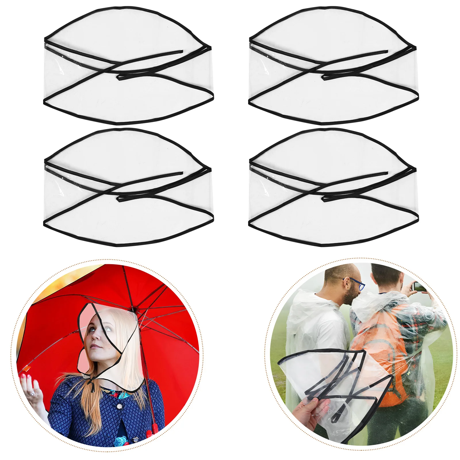 

8Pcs Clear Rain Hat Portable Waterproof Bonnet for Outdoor Use and Fashionable