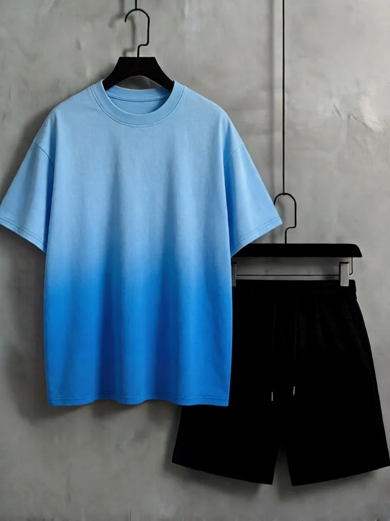 

Summer Solid Tie-Dye T Shirts Pants Men's Sets Cotton Casual Short Sleeve Loose Sport Running Shorts Beach Simple Basic Clothes