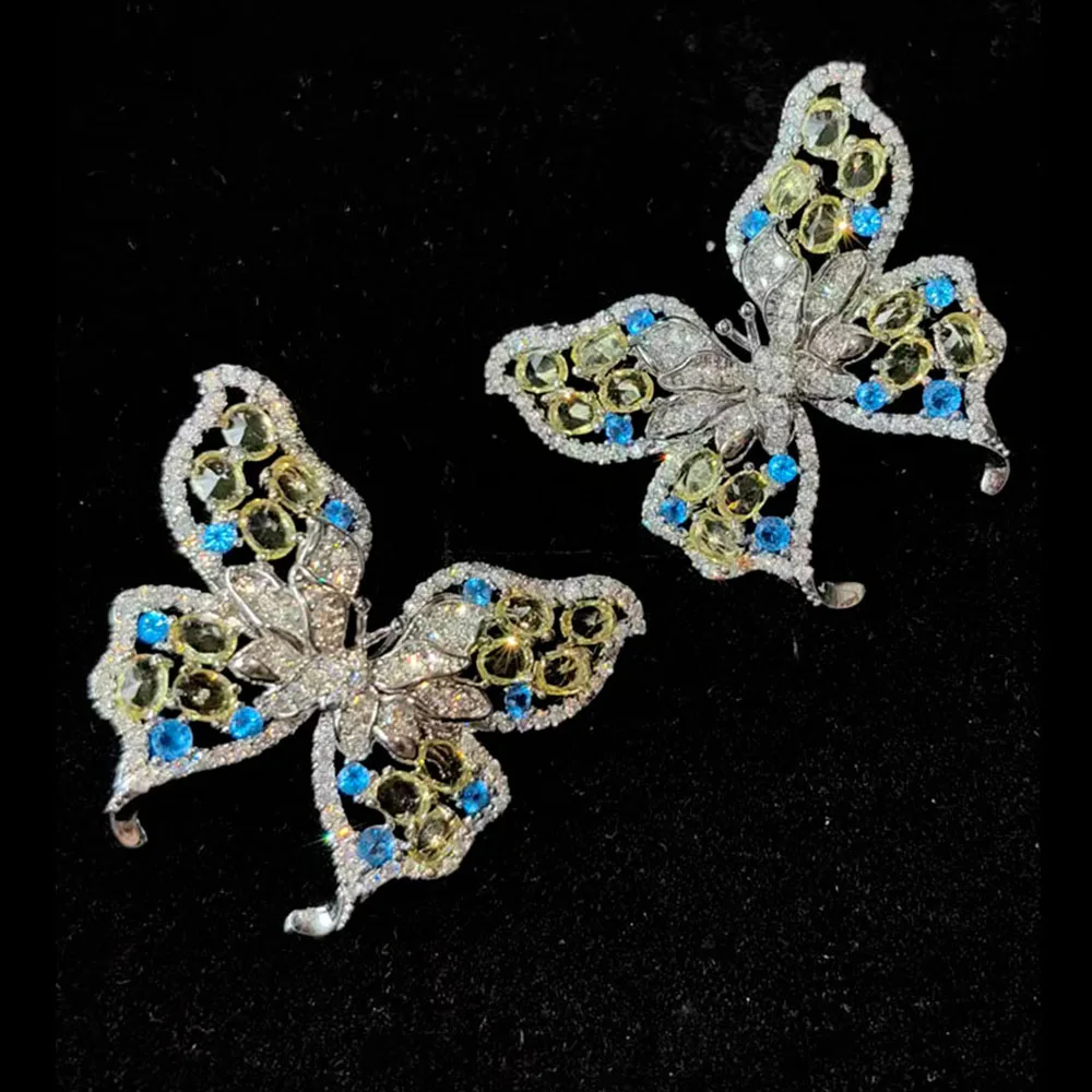 

Butterfly Stud Earrings for Women Yellow Purple Zirconia Cute Earrings Daily Wear party Jewelry