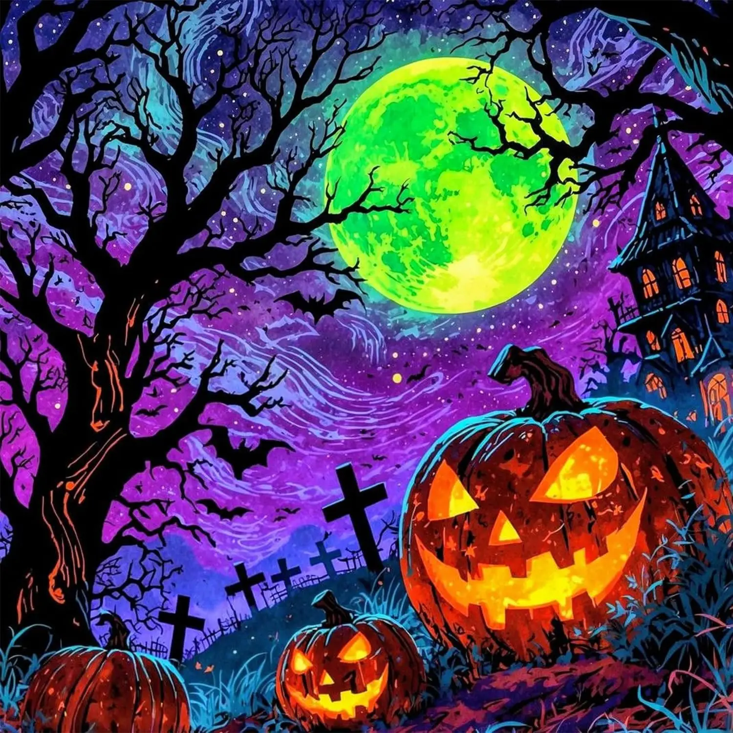 

Halloween Diamond Art Kits For Adults,pumpkin Horror For Beginners,diy Diamond Dots Round Full Drill Paint Art For Home Decor