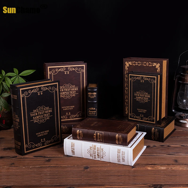 

Retro Props Simulation Fake Book Cover Wood Box European and American Office Model Room Light Luxury Soft Decoration