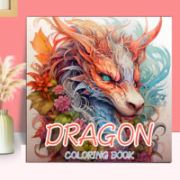 1PC Dragon Coloring Book 20 Pages Adult Picture Book with Animals Drawings Creative Inspirational Stress Relief Relaxation