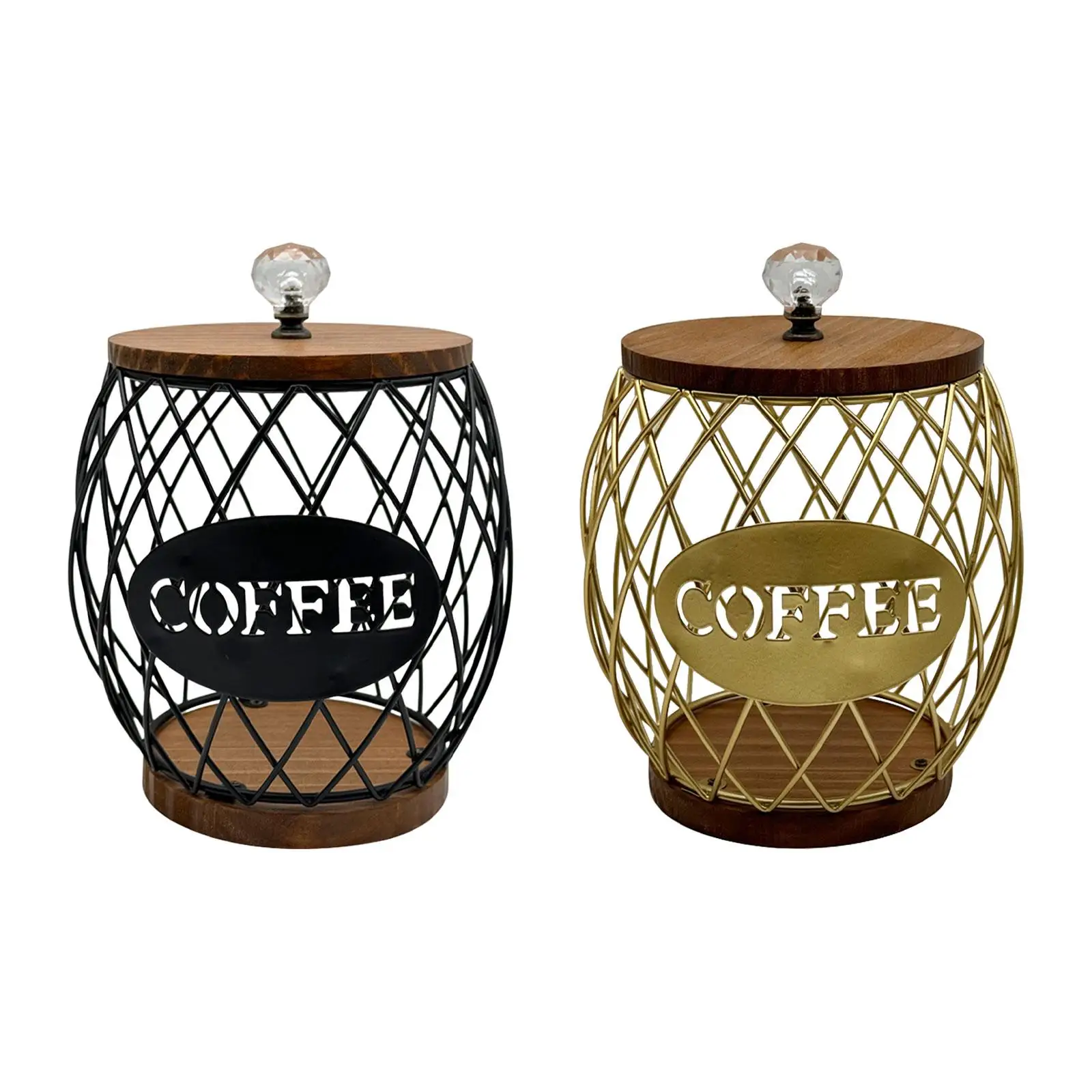 

Coffee Pod Holder Coffee Pod Container with Wooden Lid Counter Decor Coffee Pod