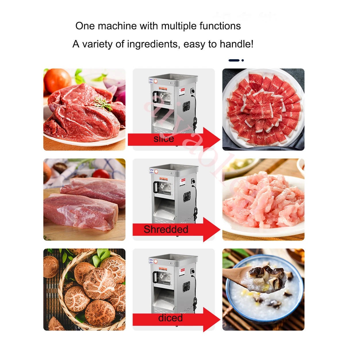 Multifunctional High Efficiency Meat Cutting Machine Stainless Steel Vegetable Fruit Slicer Meat Dicing Machine