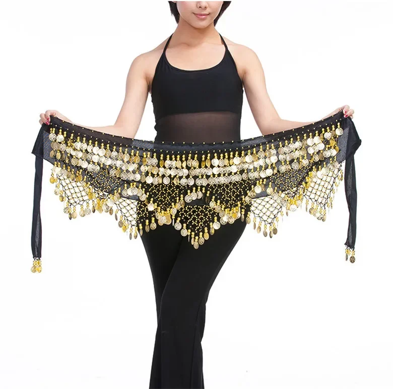 

New Belly Dance Costumes Belt Gold coin Hip Scarf Oriental Dancing Waist Chain Woman Elegant Sequins Performance Accessories