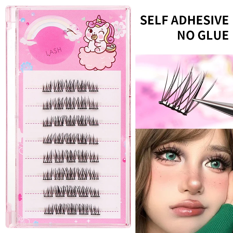 Individuelle weiche koreanische Wimpernverlängerung, natürliche Wimpern, Make-up-Cluster, Wimpern, selbstklebend, kein Kleber erforderlich, falsche Wimpern – Detail 1