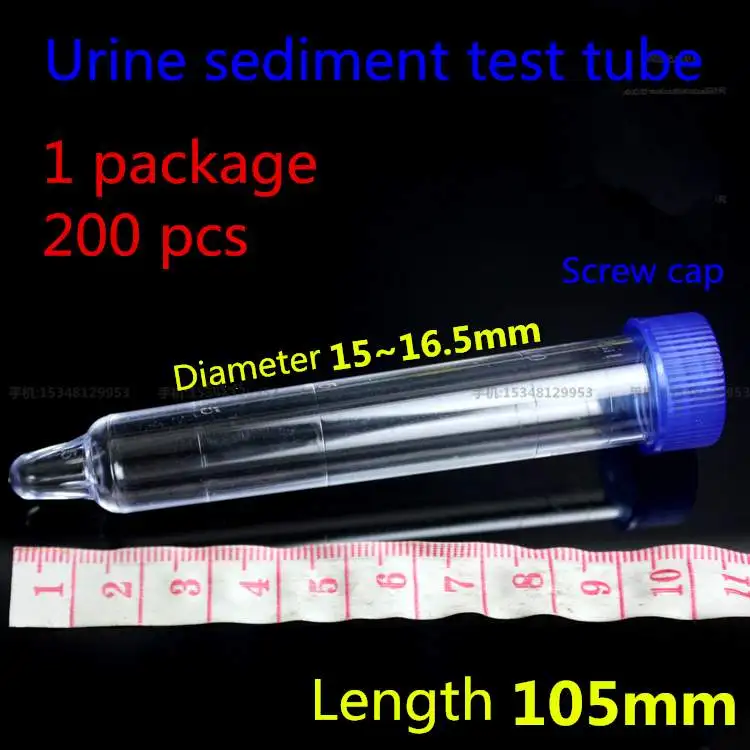 medical plastic urine sediment test tube screw cap Urinary sediment tube Biochemical test Urine detector tube Lab Consumable 200