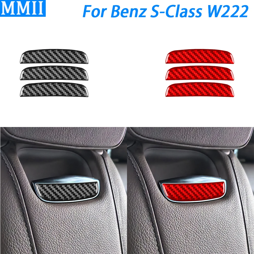 

For Benz S-Class w222 2013-2020 Carbon Fiber Rear Storage Box Handle Panel Cover Car Interior Decoration Accessories Sticker