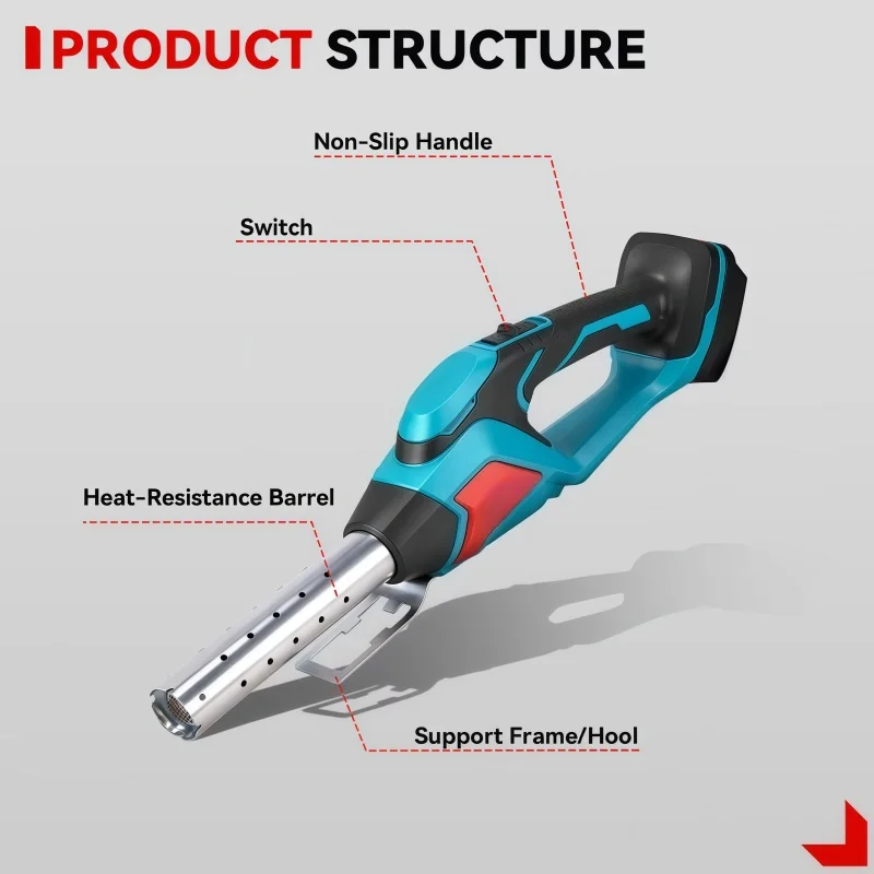 800℃ 3IN1 Cordless Hot Air Blower Multifunctional Handheld Lighting Charcoal Camp Power Tool For Makita 18V Battery