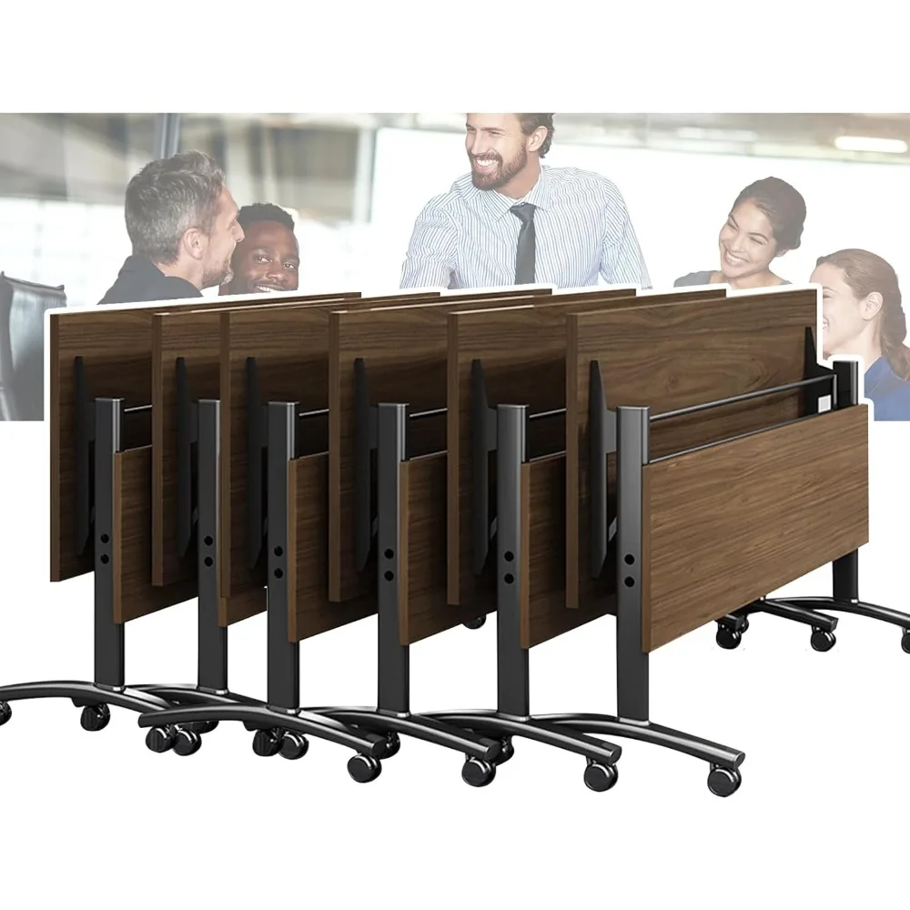 Conference Table, Folding Conference Room Tables With Flip-Top Design Rectangular Modular Conference Room Table with Caster, for