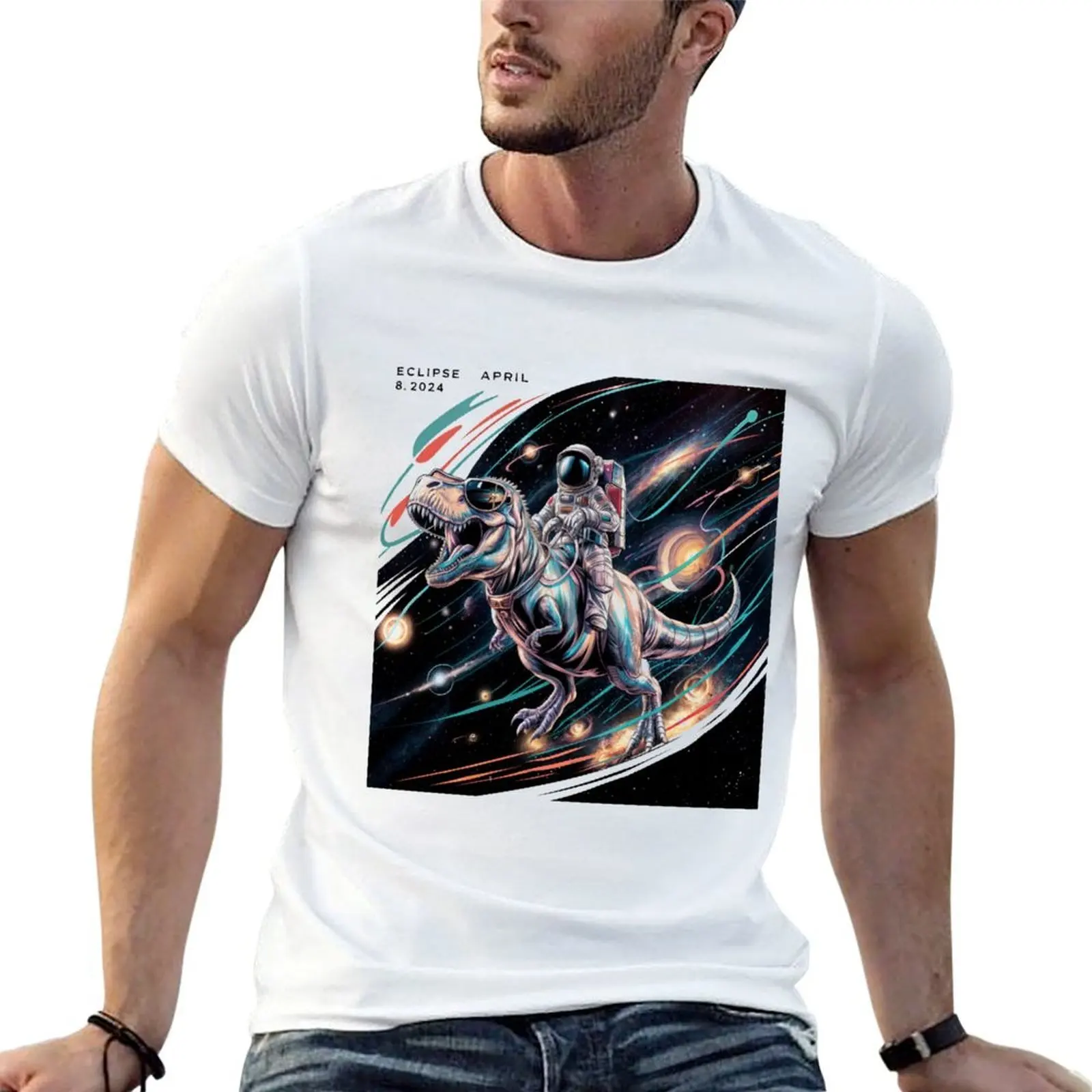 T. rex total solar eclipse Texas April 08.2024 T-Shirt vintage t shirts kawaii clothes clothes for men