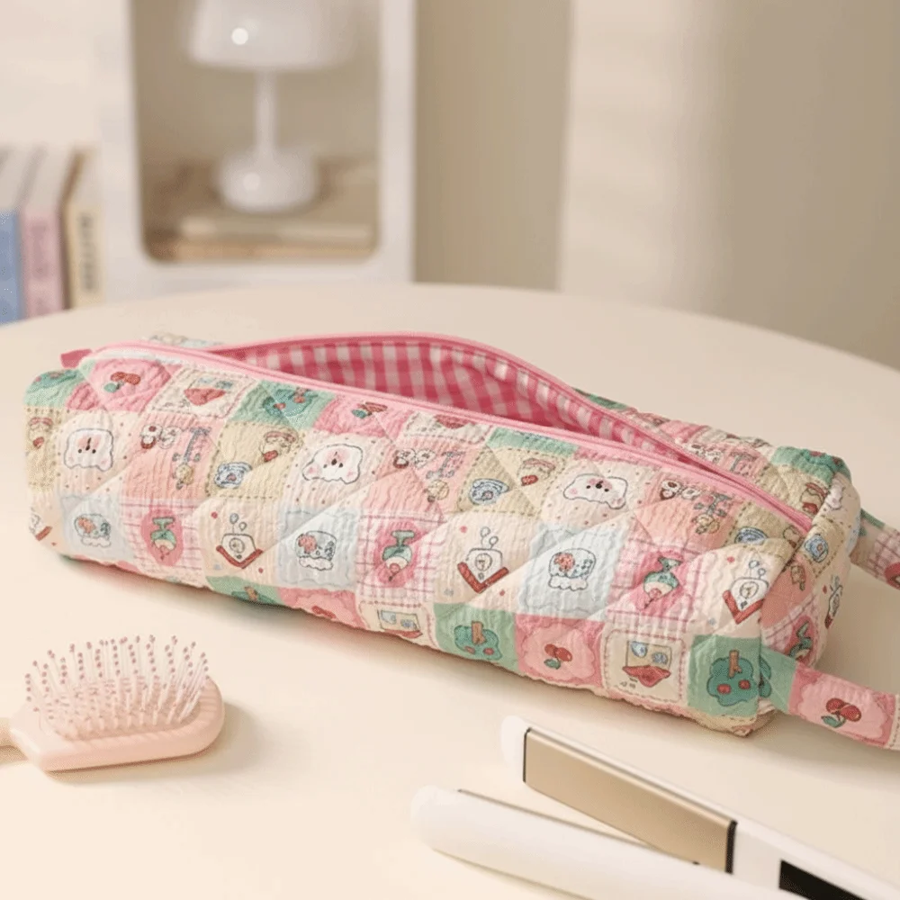 Sweet Hair Dryer Storage Bag Flower Pattern Leopard Curler Storage Bag with Handle Large Capacity Cosmetic Bag Travel Use