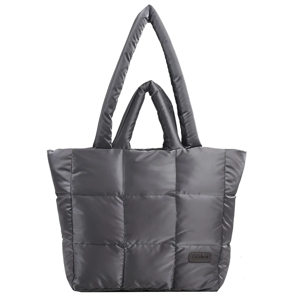 Sac à main matelassé à carreaux pour femmes, sac fourre-tout rembourré en duvet, sac à main monochrome, grande capacité, sac carillon décontracté pour dames et filles