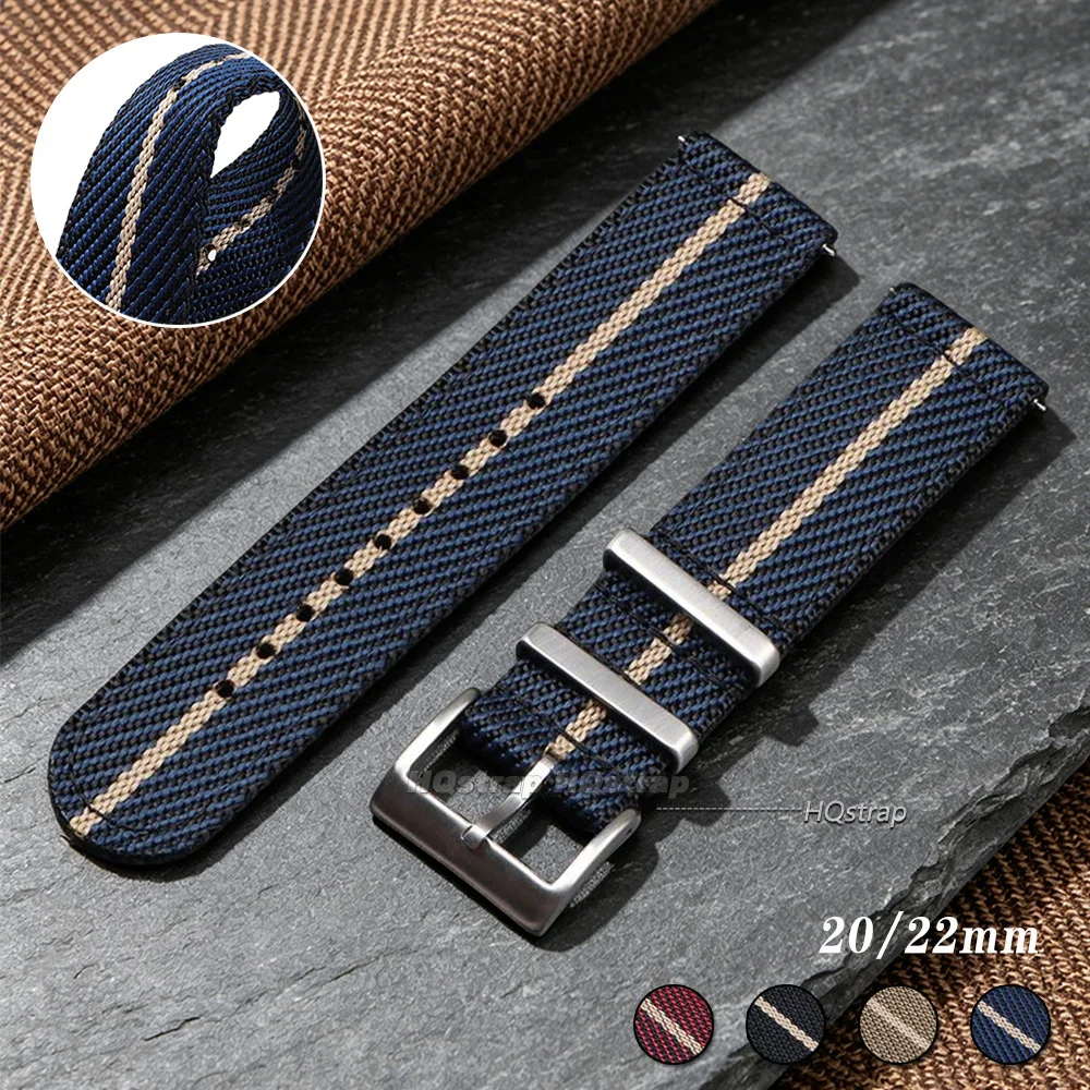 Bracelet de montre en tissu nylon 20mm 22mm pour Seiko, Omega, Tudor, bracelet universel en toile tissée, bracelet à dégagement rapide