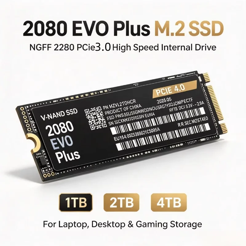 New 2080 EVO plus M.2 2280 NGFF SSD, PCIe3.0,1TB/2TB/4TB High Speed Internal  for Laptop,Desktop PC & Gaming Storage