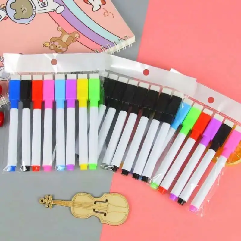 1 مجموعة Lytwtw's Creative مع فرشاة قلم صغير قابل للمسح قائم على الماء اللوازم المكتبية المدرسية قلم تحديد السبورة البيضاء