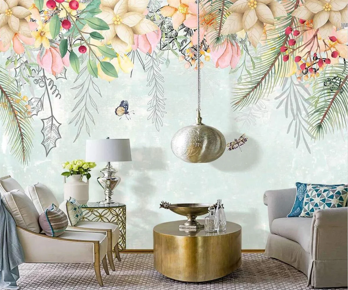 Custom Wallpaper tropical plants rainforest palm leaves living room bedroom background home decoration 3d Wallpaper papel tapiz