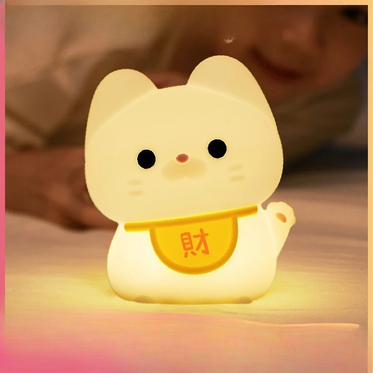 Zhaocai Cat Silicone Night Light Creative Induction Light Bedroom Bedlight