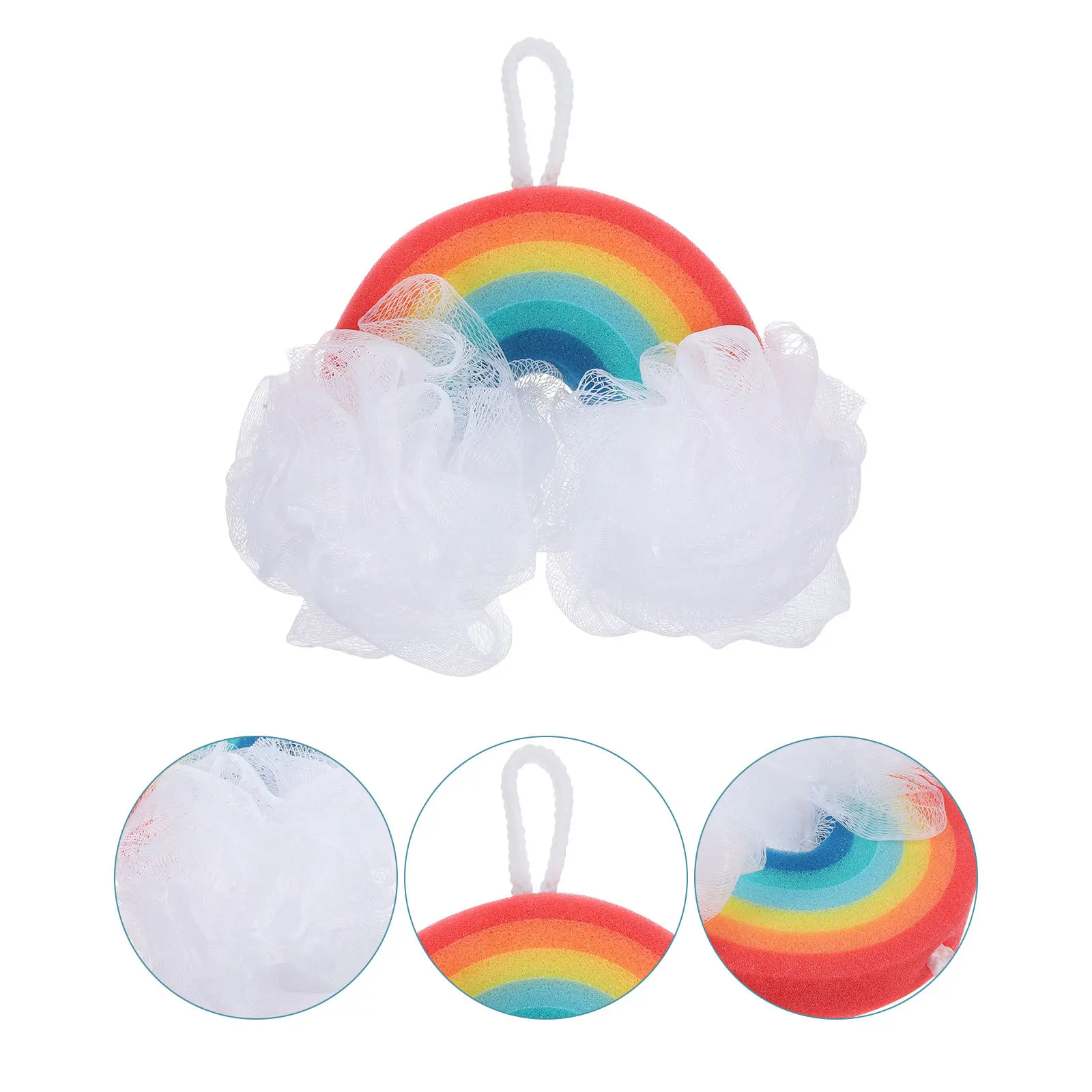 

3Pcs Kids Bathing Tool High Quality PU Sponge Gentle Exfoliating Bath Sponge with Rainbow Shape Fun Shower Experience