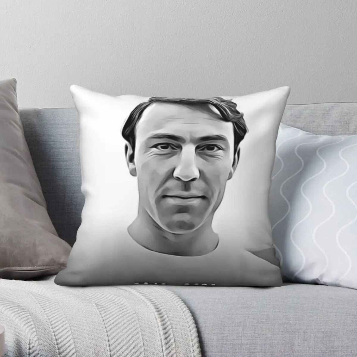 Jimmy Greaves Square Pillowcase Polyester Linen Velvet Printed Zip Decor Sofa Seater Cushion Cover