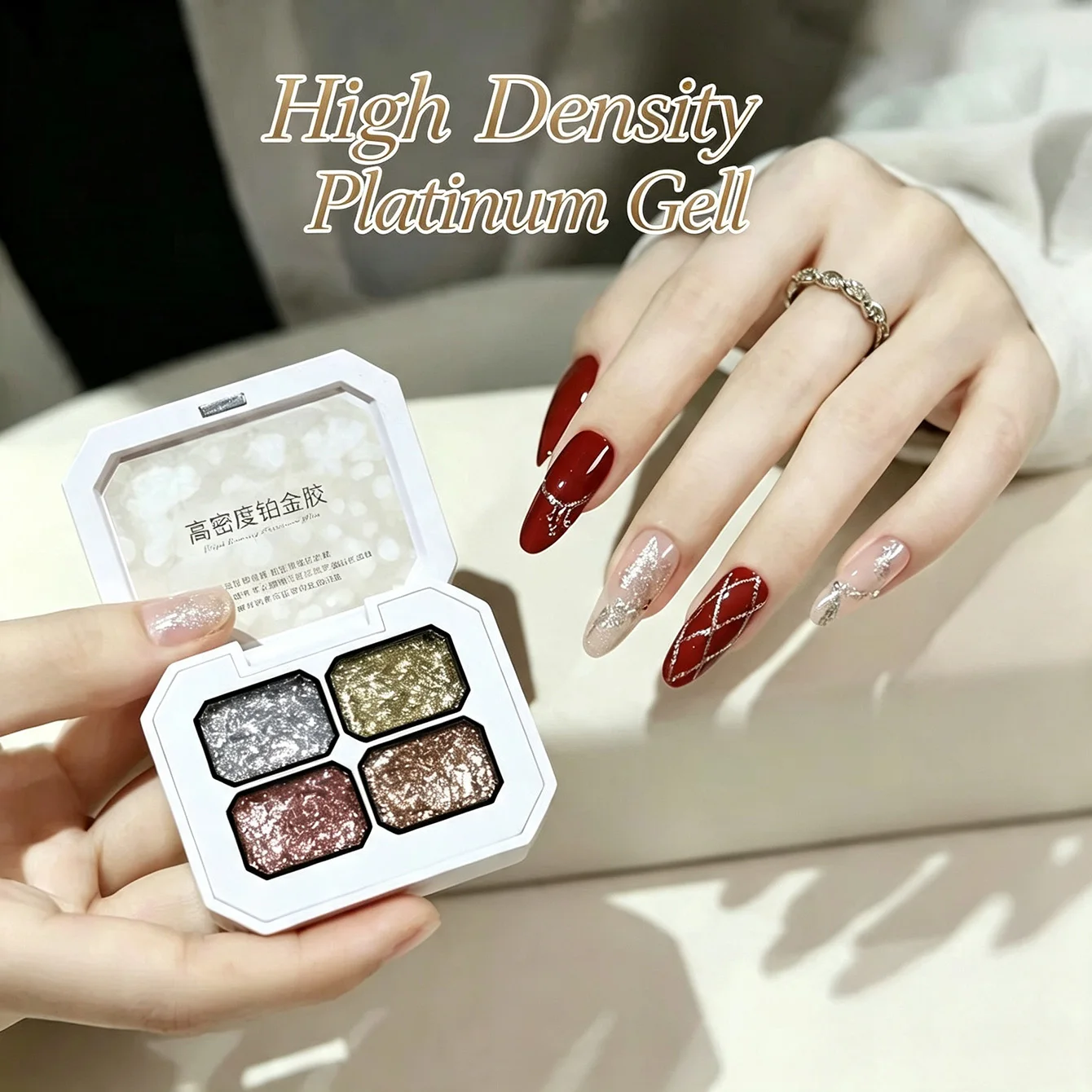 MIANEL Chunky Foil Platinum Nail Art Gel Palette Gold Silver Rose Gold Drawing Line Manicure Gel view 4