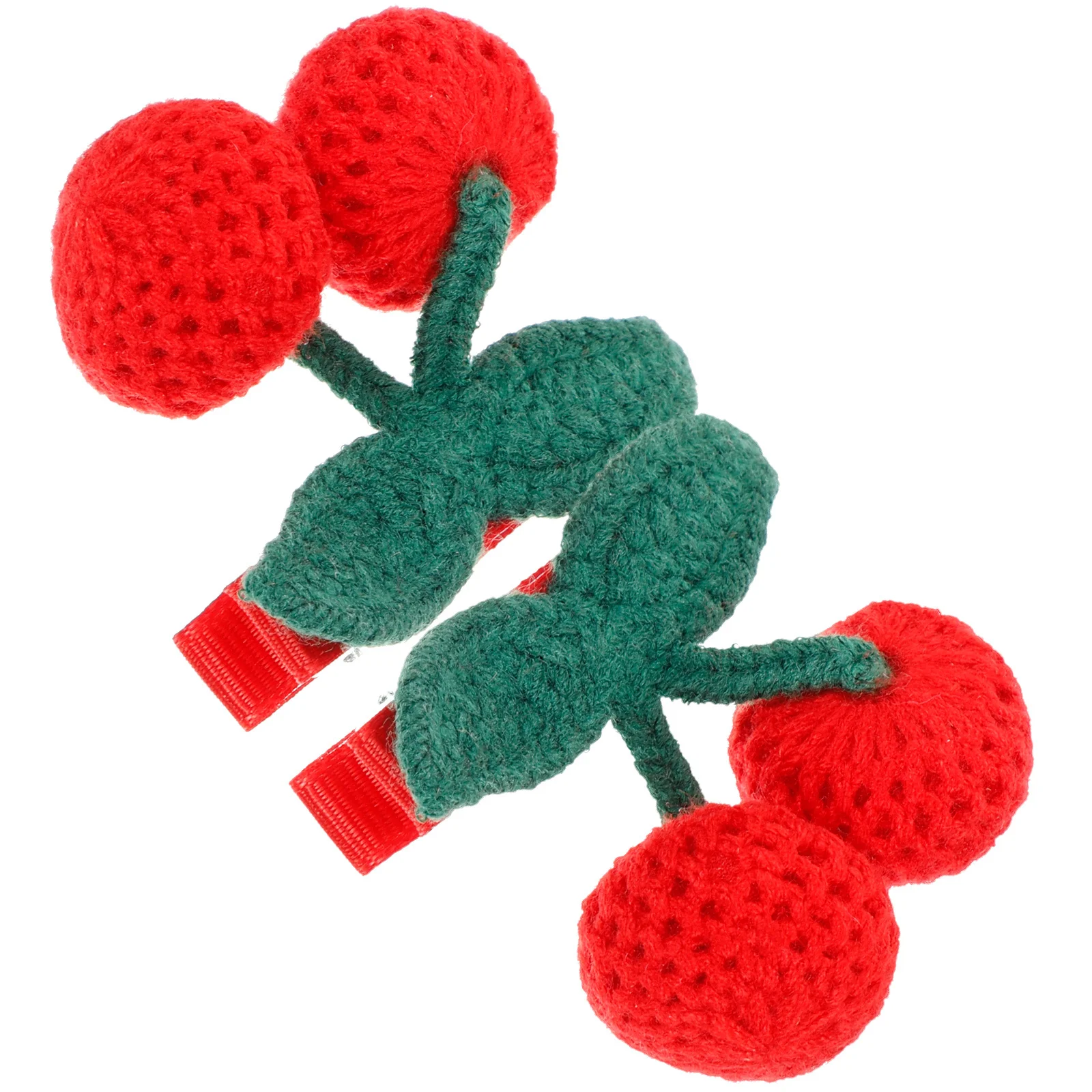 2 قطعة مقاطع شعر الكرز الكروشيه تصميم رائع صغير لفتاة صغيرة تسريحات الشعر مقاطع الشعر الكروشيه الكرز #5