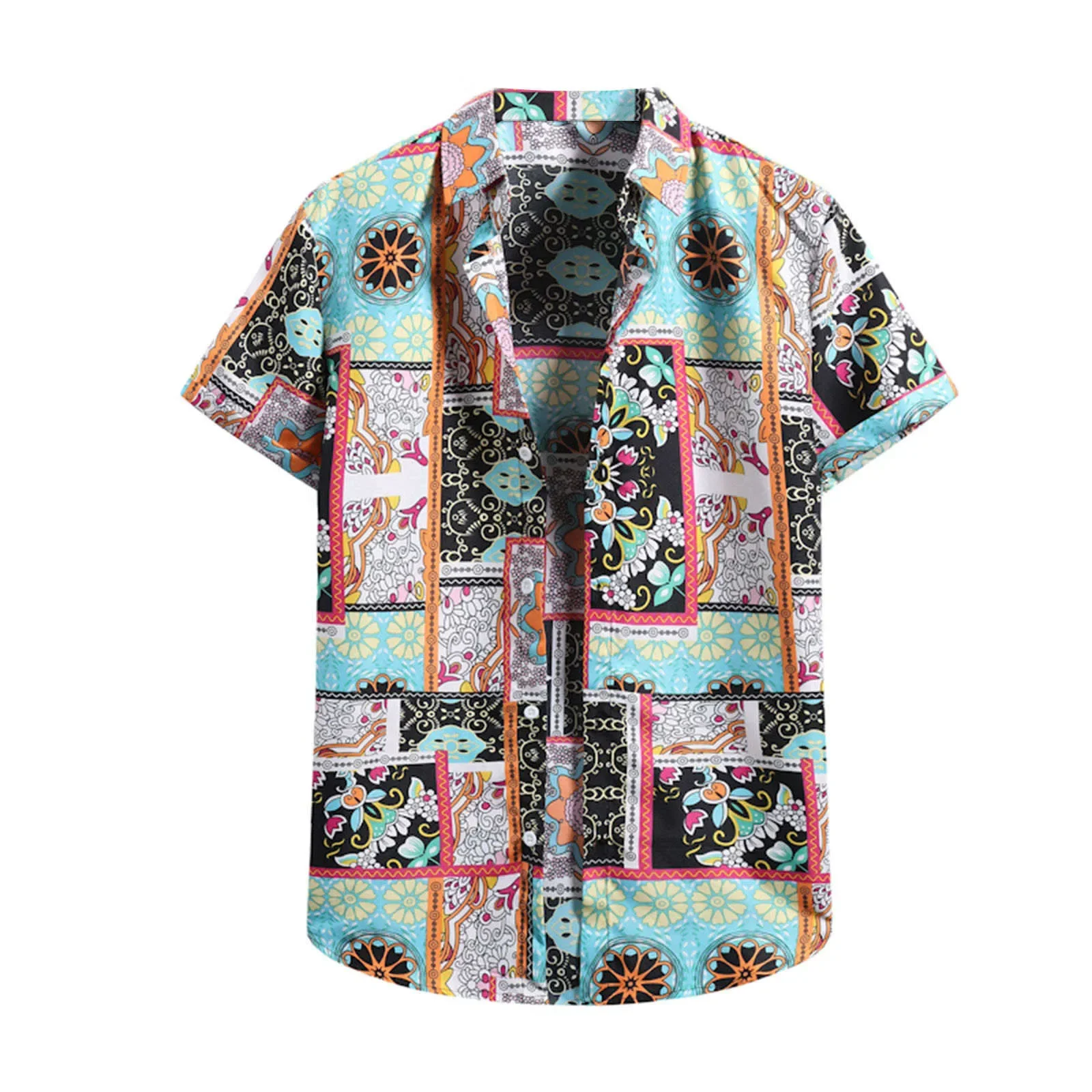 Camisas hawaianas de playa para hombre, Tops de manga corta con estampado 3D, estilo de solapa informal, ropa Retro importada, moda Floral