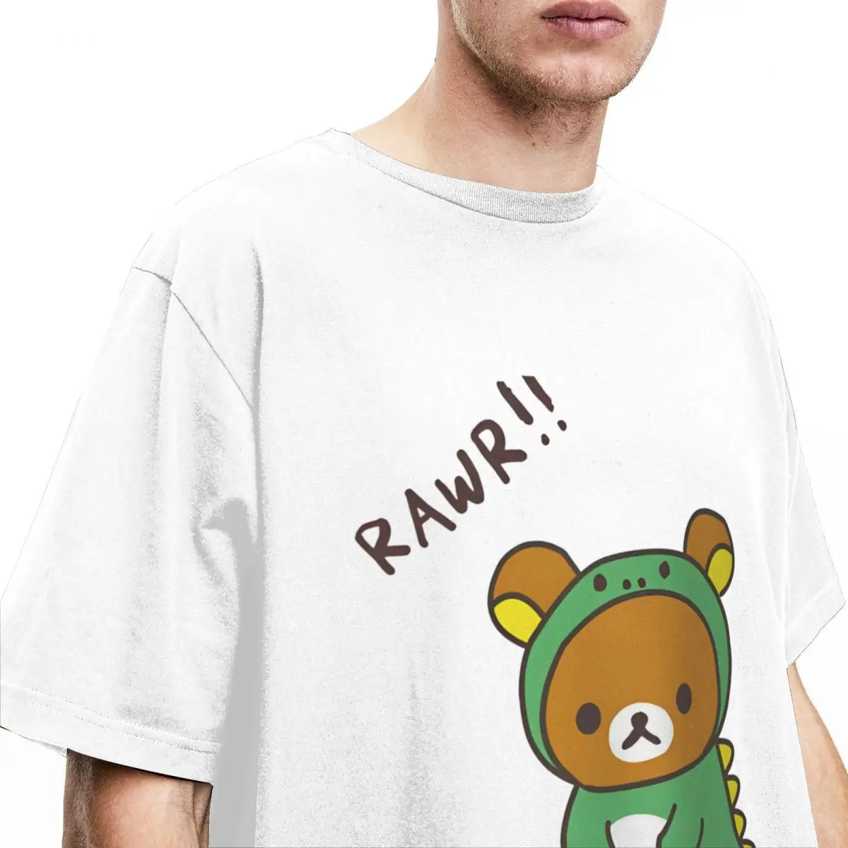 Awesome Rilakkuma Rilakkuma Dino Dragon Japanese Anime T-Shirt for Men Round Neck Cotton T Shirt Short Sleeve Tees Printed Tops