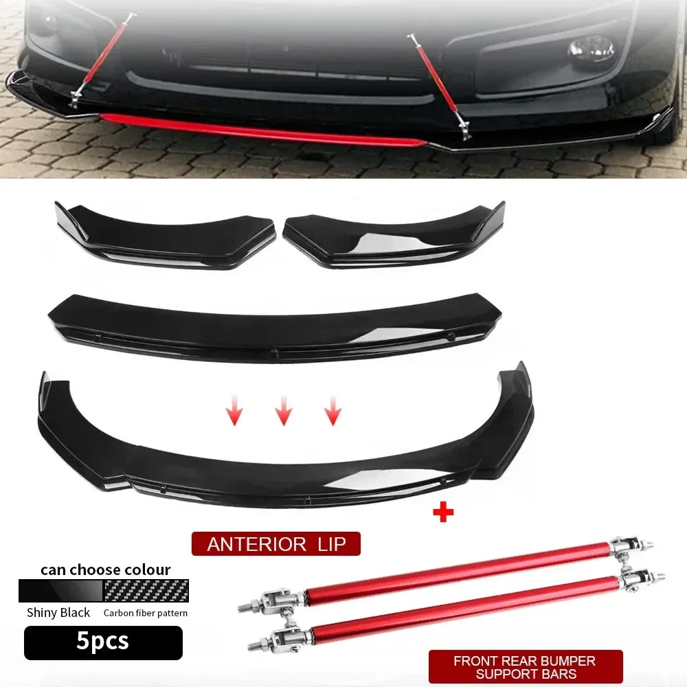 

Передний бампер автомобиля, украшение для губ, диффузор, сплиттер, плавники, спойлер для тела, канады, подбородок Valence с 2 шт., стержни для стойки бампера, универсальные