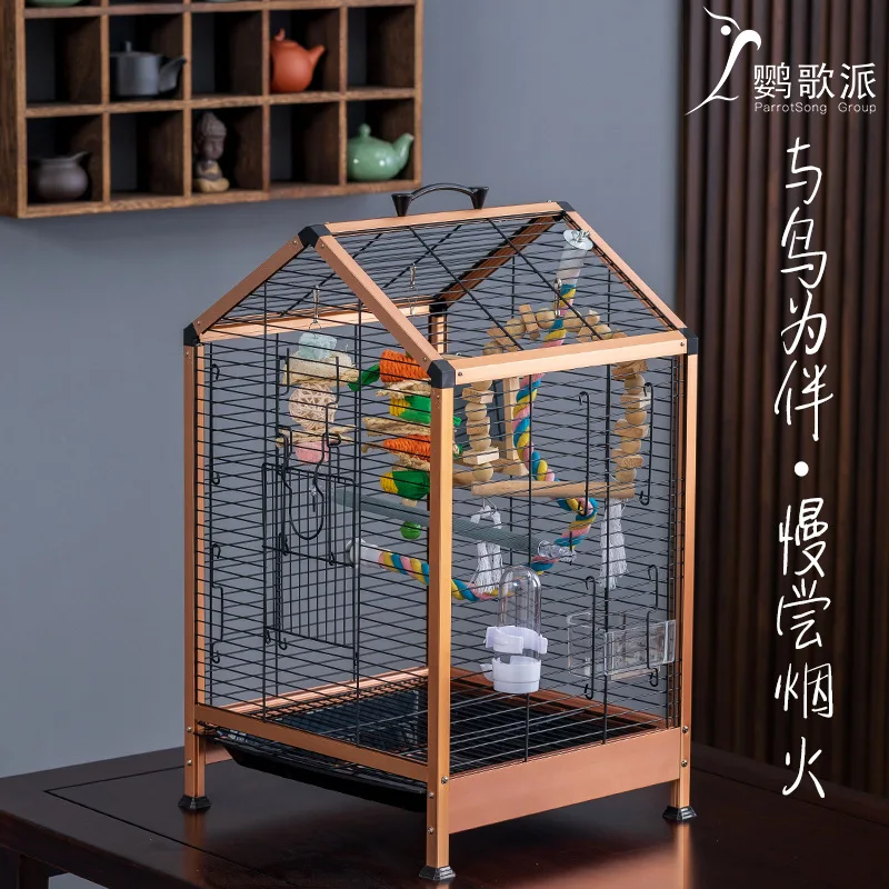 Cage Large Parrots Pet Bird Metal Rabbits Breeding Canary Aluminum Outdoor Aviary Accessories Parrot Transfer gaiola Bag Hamster