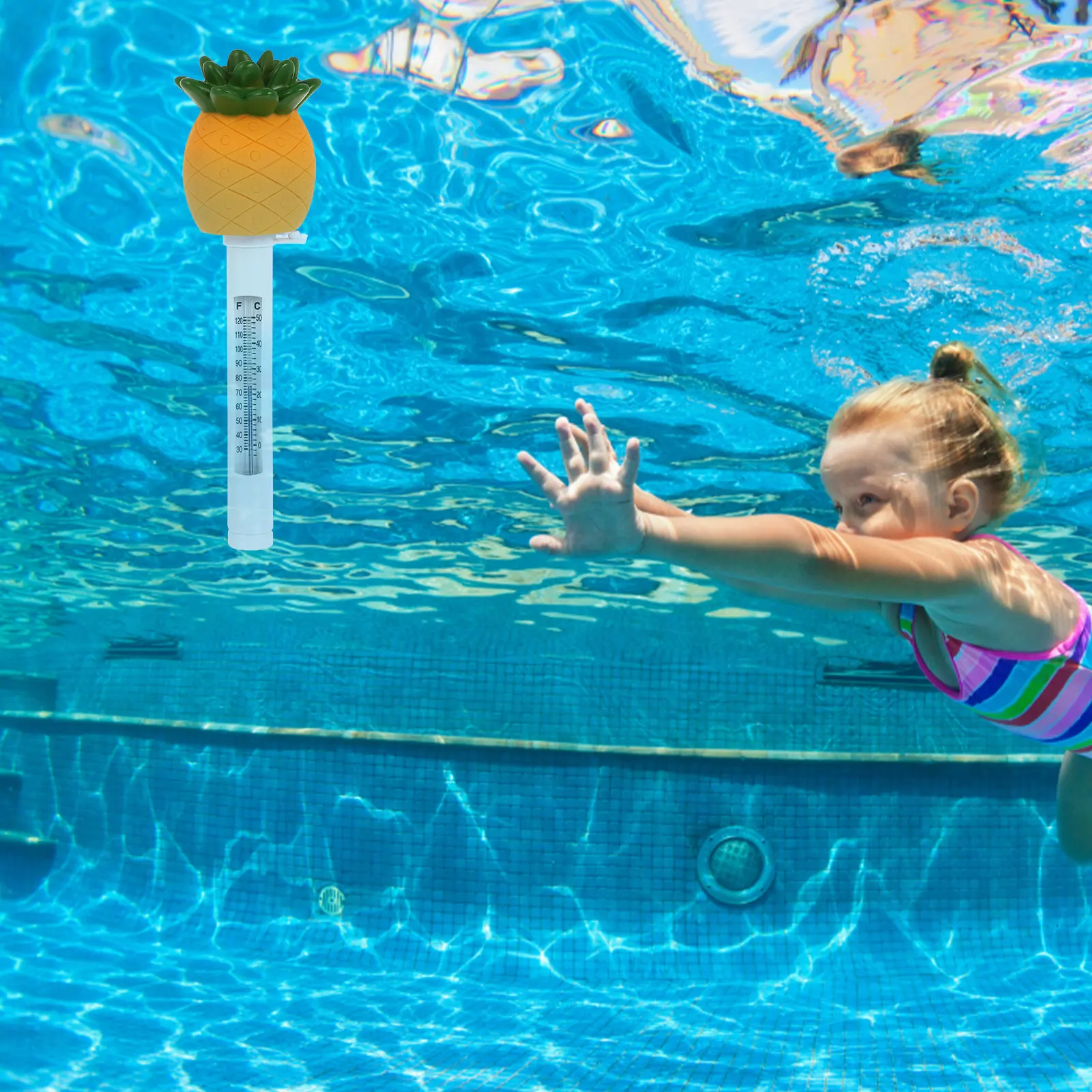 

Pineapple Floating Pool Swimming Water Temperature Gauge Plastic Waterproof Floating Thermometer for Bathtub Fish Tank for Baby
