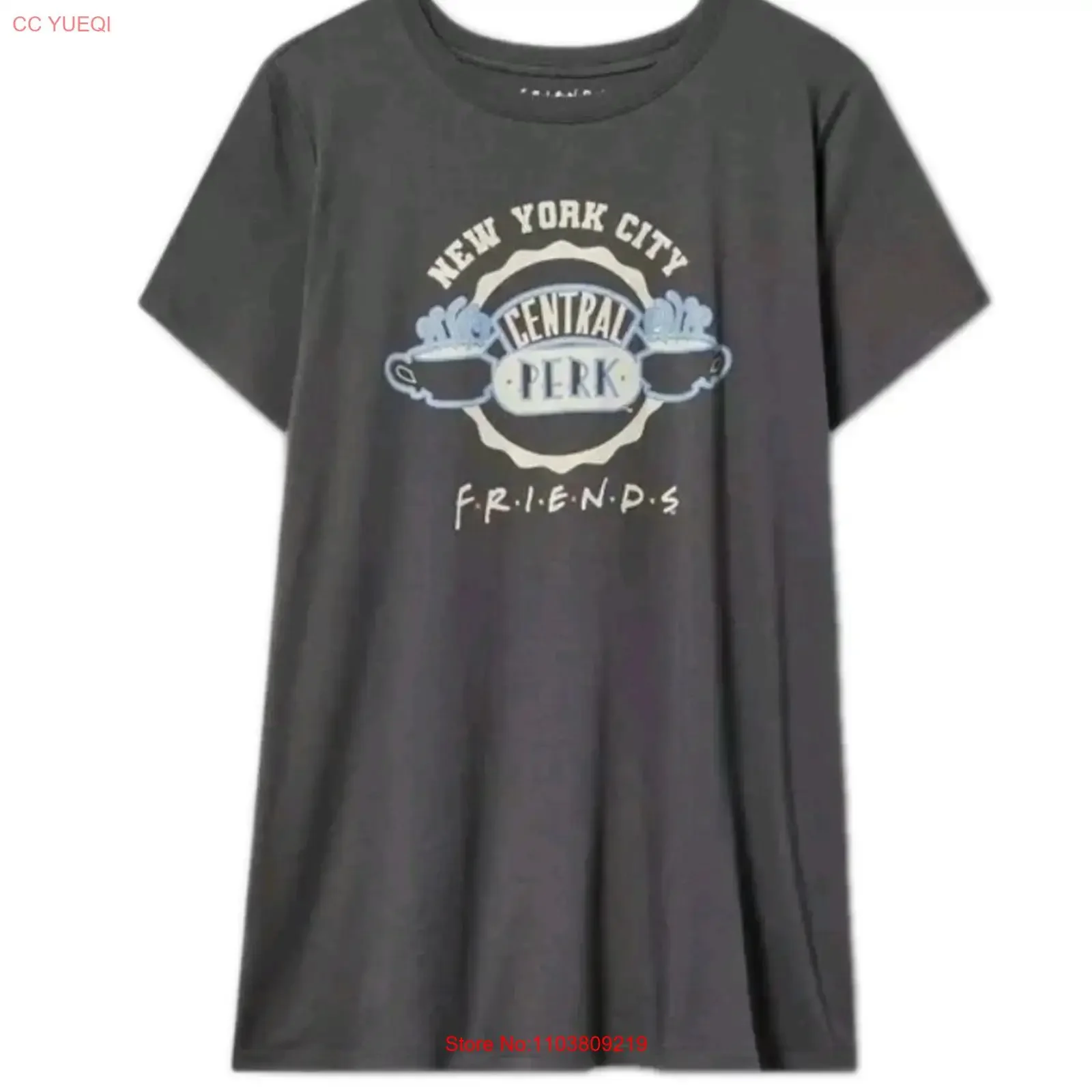 Camiseta Vintage Negra NWOT TORRID FRIENDS NY CENTRAL PERK, Corte Clásico, Tallas 2, 2X, 18, 20, Ropa de Diseñador con Efecto Lavado Ligeramente