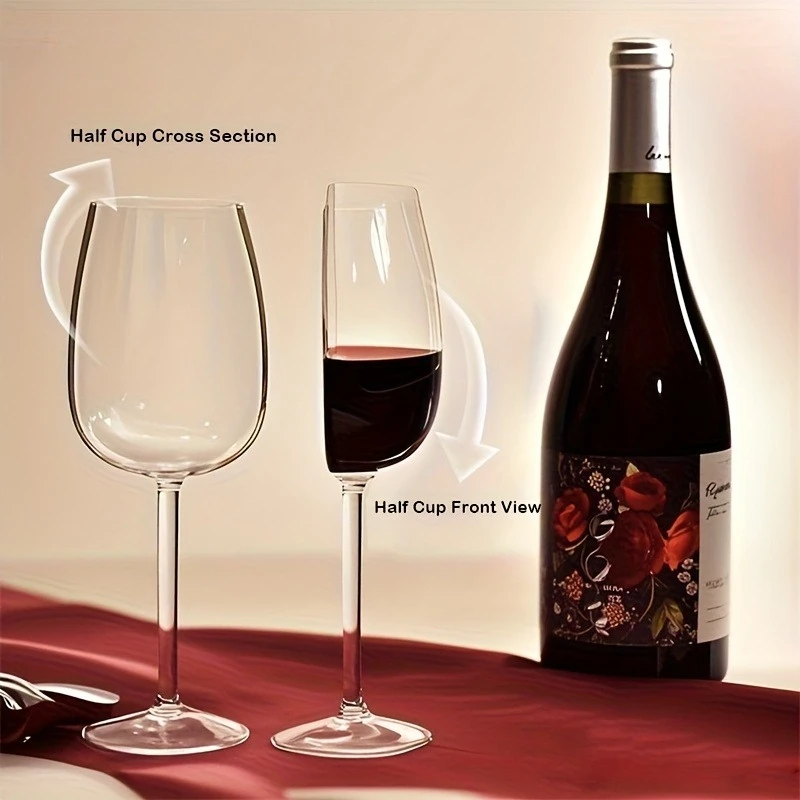 

European Creative Crystal Glass Half Red Wine Cup Champagne Glass for Home Use Semi Circle Design