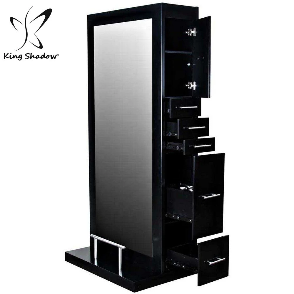

Portable Double Salon Mirror Station with Drawer Wood Luxury Modern Commercial Salon Equipment for Mall Use