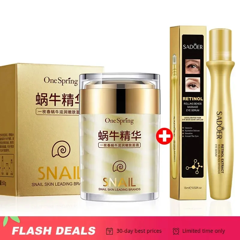 

Snail Anti Wrinkles Face Cream Anti Aging Firming Skin Retinol Eye Massage Roller Fade Dark Eye Circles Eye Bag Serum Products