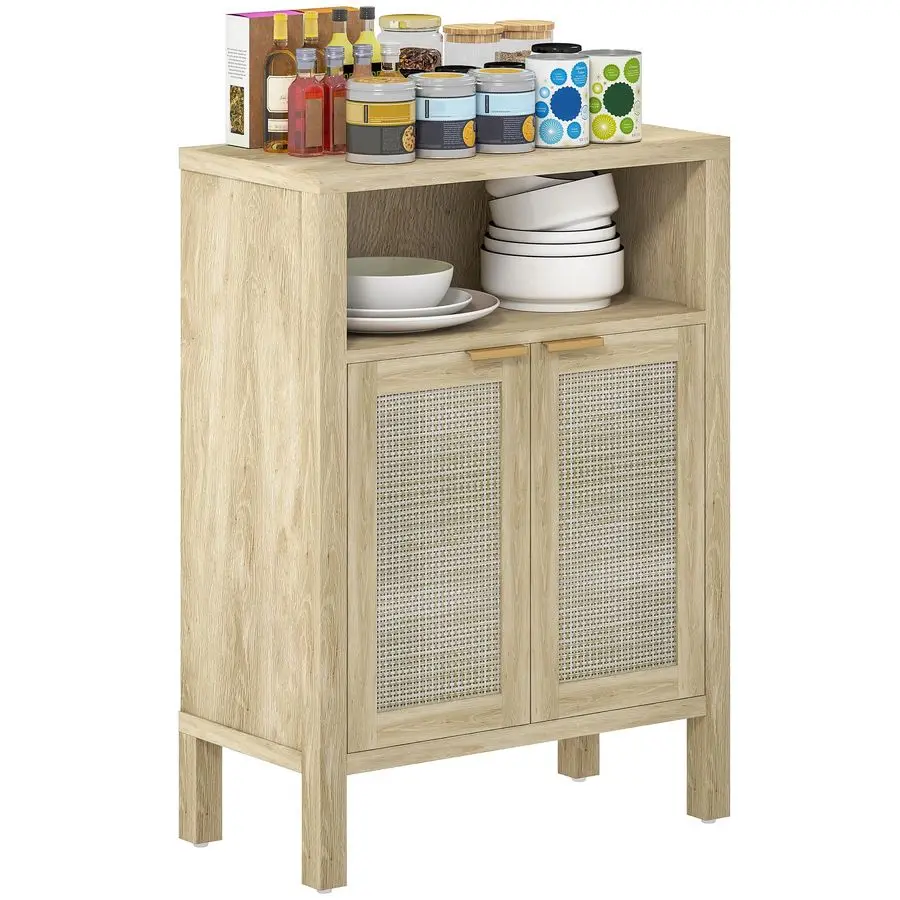 

Rattan Sideboard Buffet Cabinet with Storage, Modern Accent Cabinet with 2 Doors and Adjustable Shelf, Freestanding Buffet Tabl
