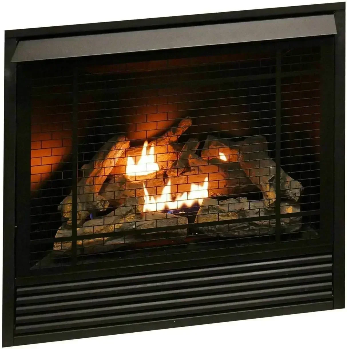 

（XMSJ-Hot）Dual Fuel Ventless Gas Fireplace Insert, Remote Control, 9 Fire Logs,32000 BTU, Heats up to 1500 Sq. Ft., Black
