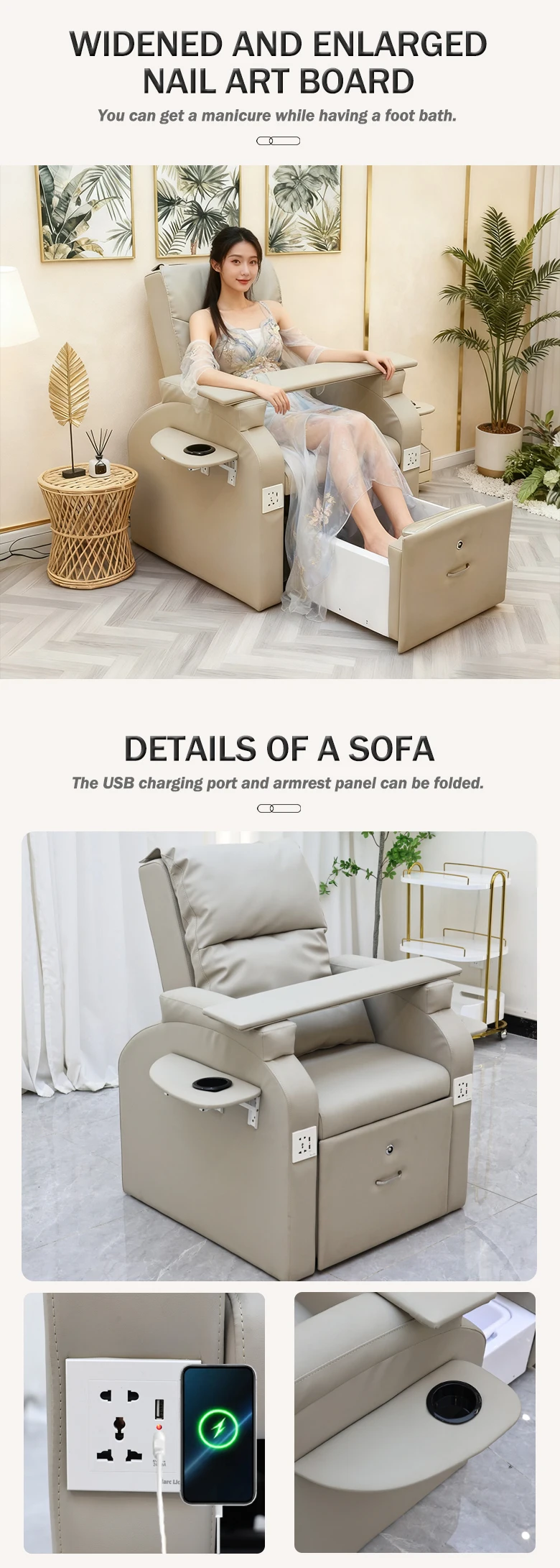 Tragbares Fußmassage-Sofa, ausgestattet mit hochdichtem Rückprall-Schaumstoffkissen, Rückenmassagefunktion, kein Wasseranschluss erforderlich. – Detail 6