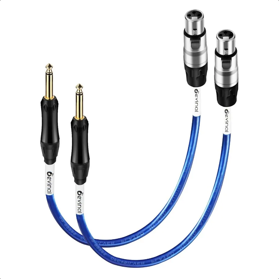 Cable XLR hembra a 1/4 pulgadas TS, Cable Mono XLR hembra Ulanced de grado HiFi a cuarto de pulgada y 6,35mm para altavoces mezcladores de micrófono 20